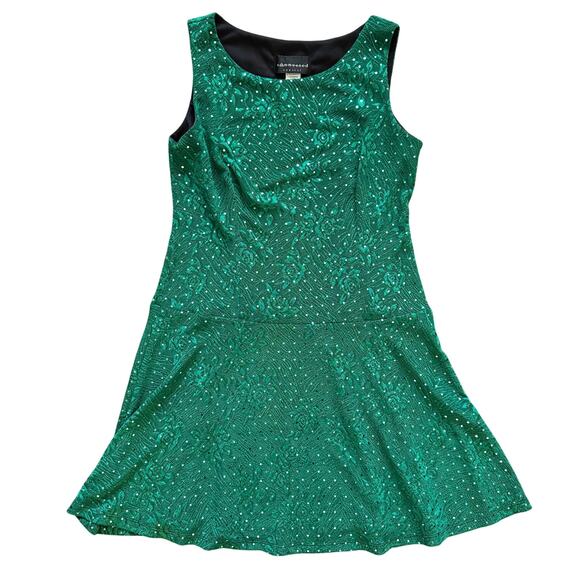 VTG Connected Apparel Sequined Mini Dress Sz 10 12 Green Vintage fairy Glam Y2K - Picture 1 of 10